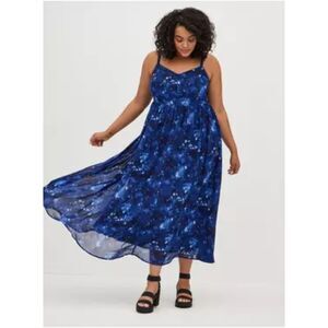 Torrid | NWT Ladder Trimmed Maxi Dress - Chiffon Galaxy Blue | Size 1